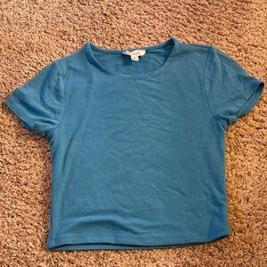 blue semi cropped tshirt